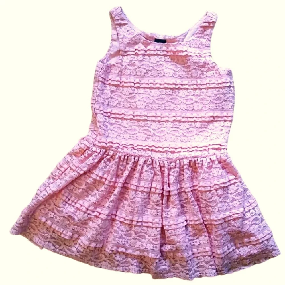 Gap Girls Kristen Coral Sleeveless Lace Dress Size‎ 4-5